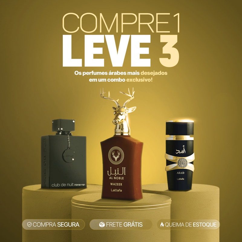 Combo 3 Perfumes Masculinos - Asad, Al Noble Wazeer e Club de Nuit Intense (100ml) - Oferta Exclusiva